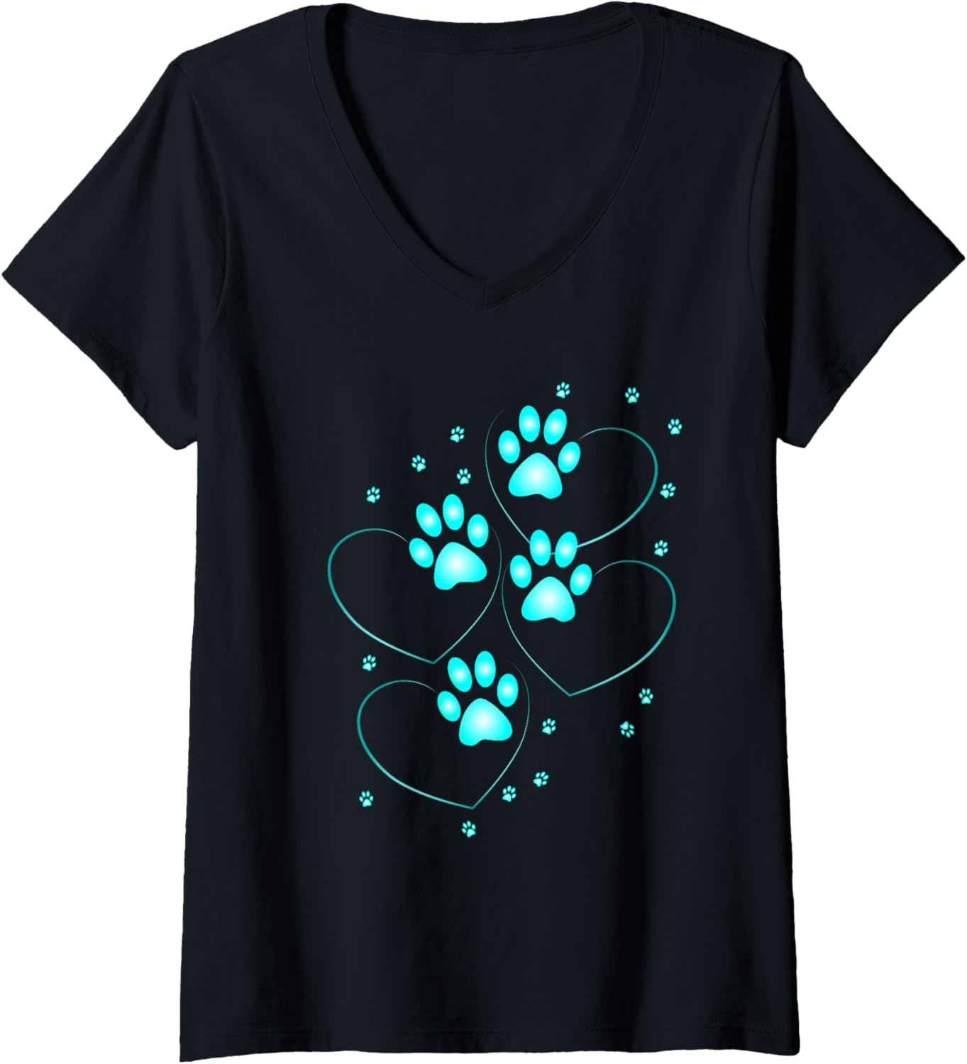 Detalle de T-shirt Femme Cœurs Turquoise col V