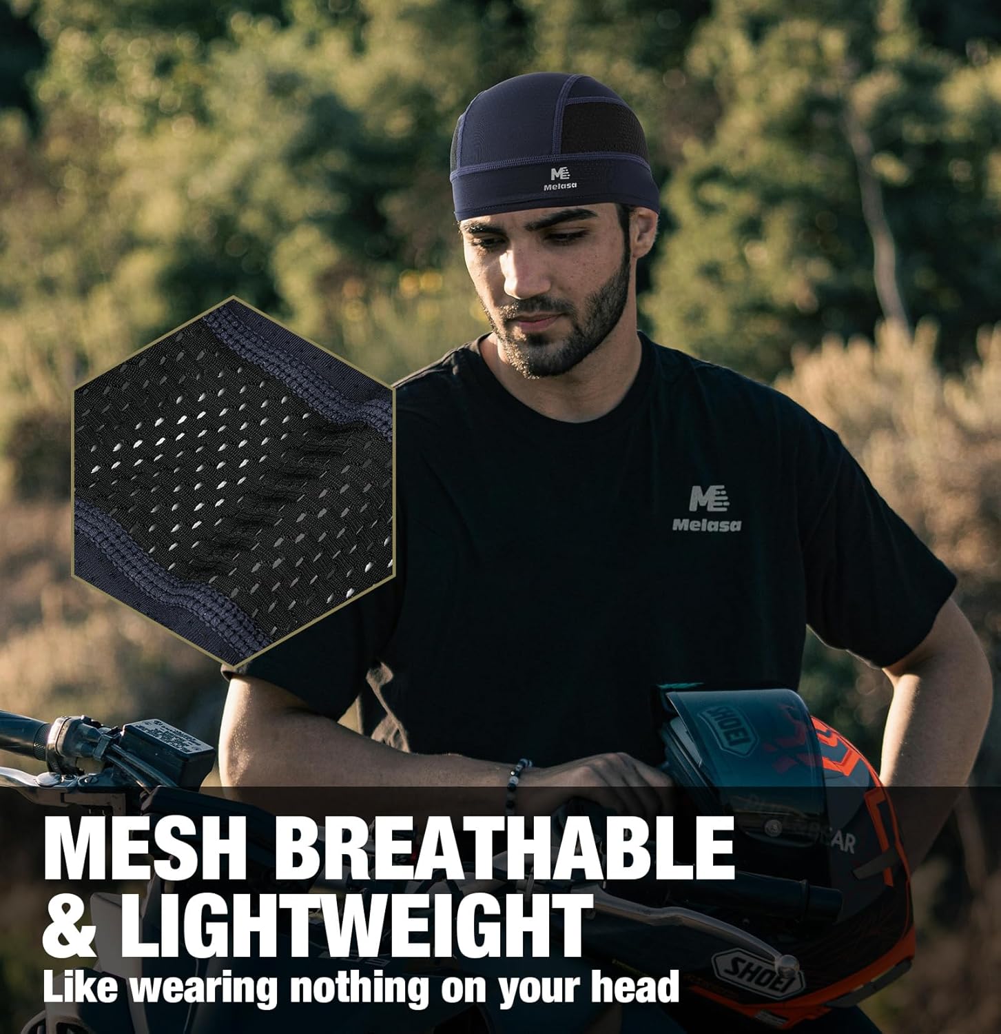 Detalle de MELASA Cooling Skull Caps Helmet Liner (Lightweight Mesh Sweat Liner)