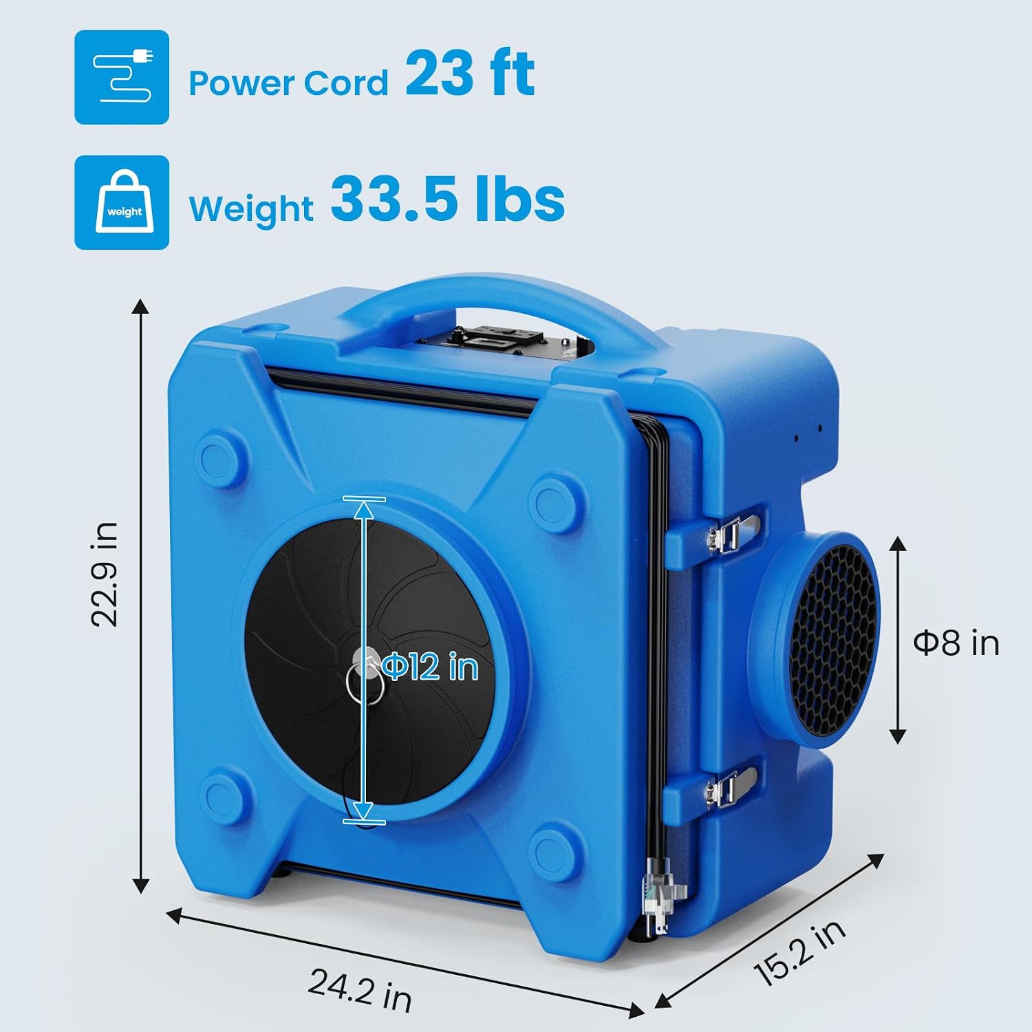 Detalle de CADPXS Shield-550 Air Scrubber: 550 CFM with 3-Stage Filtration for Commercial and Restoration Use