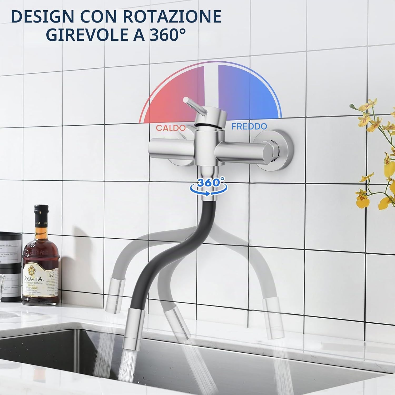 Detalle 1 de HURRAN Rubinetto cucina a muro 360°