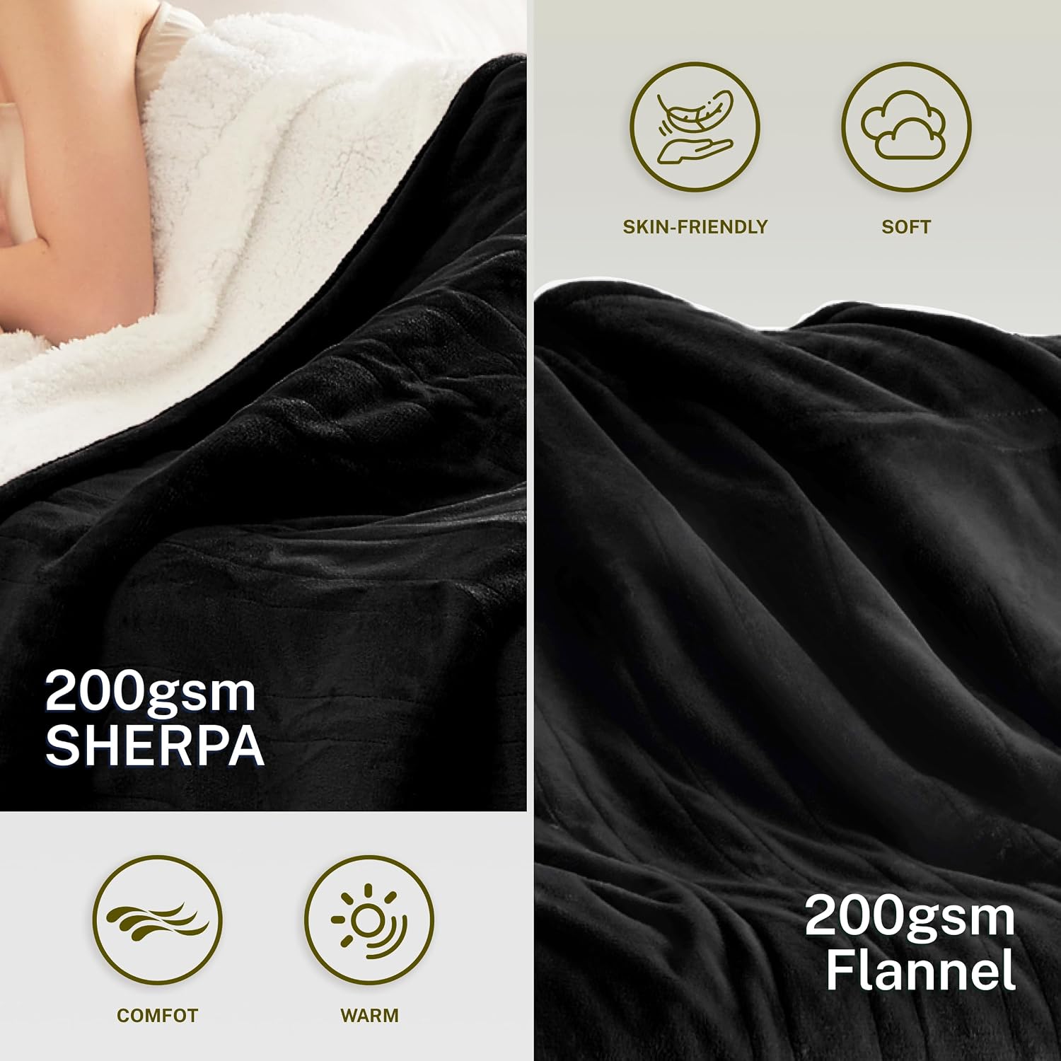 Thumbnail 2 de Cozorbt 50” x 60” Reversible Electric Throw, Flannel and Sherpa, 10 Heat Settings