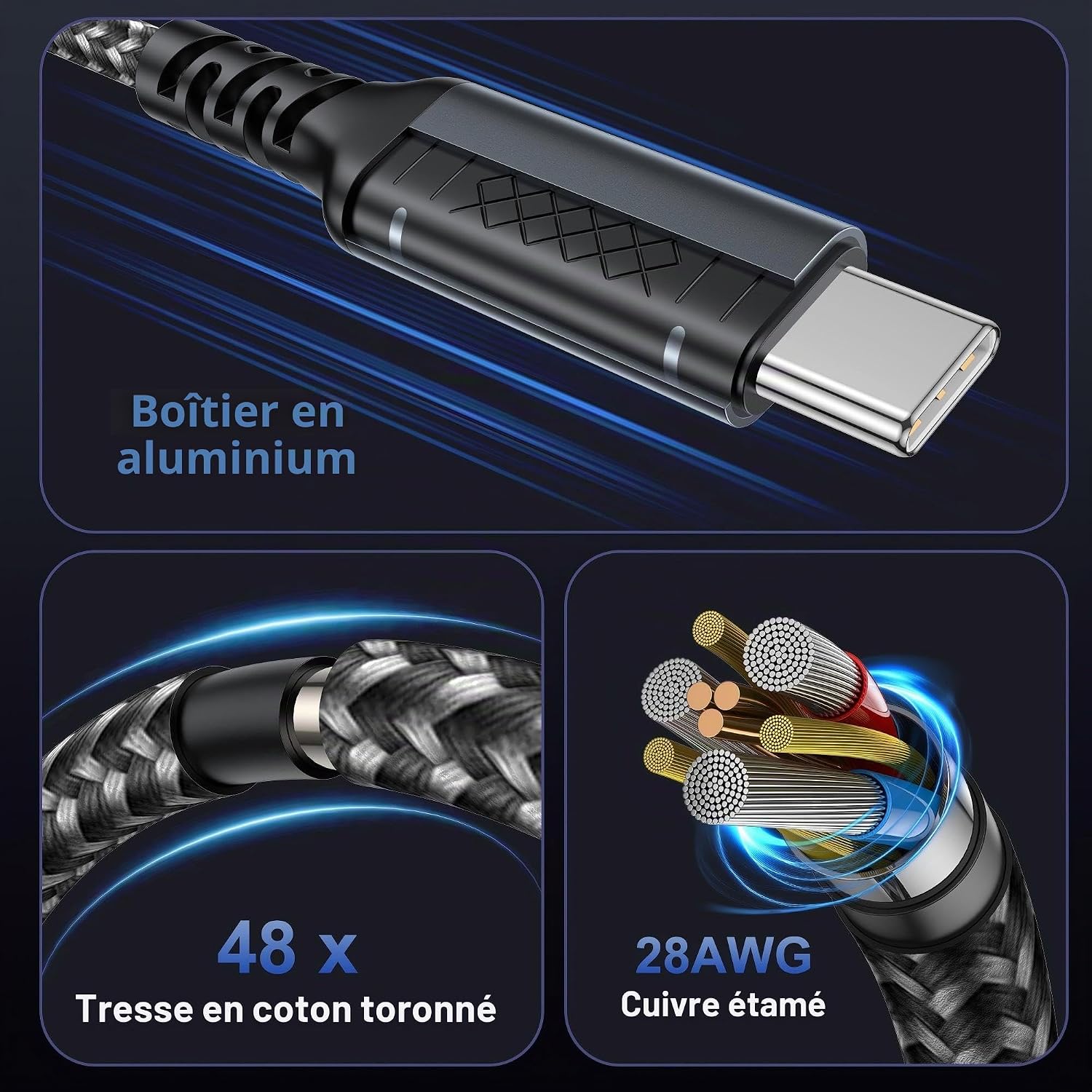 Thumbnail 4 de Câble USB‑C vers USB‑C 100 W (2 m) USB 3.2 Gen 2 10 Gbps avec puce E‑Mark