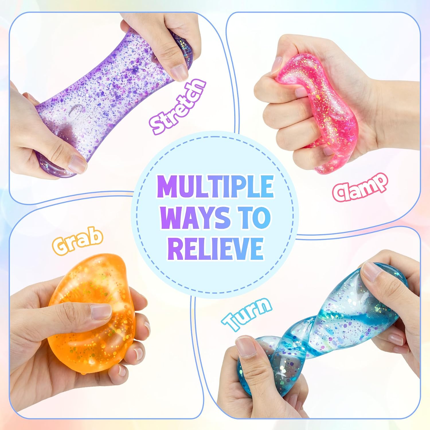 Detalle de Gucbbaui Water Drop-Purple Stress Ball, 2.4-Inch Textured Glitter Fidget Toy