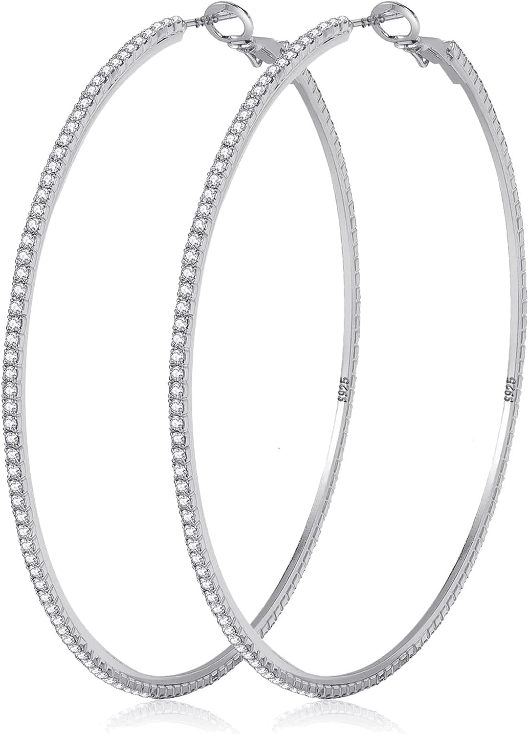Detalle de MOROTOLE 14K Gold Strass Creolen (20–70 mm) – große Reifen-Ohrringe mit Zirkonia, hypoallergen