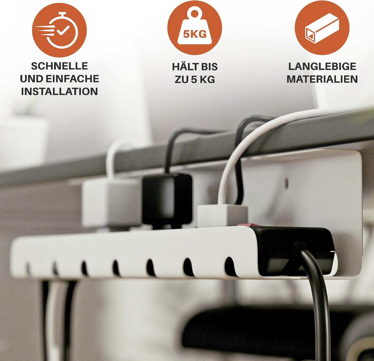 Detalle 2 de Zenacasa 2er Kabelmanagement Schreibtisch Schwarz