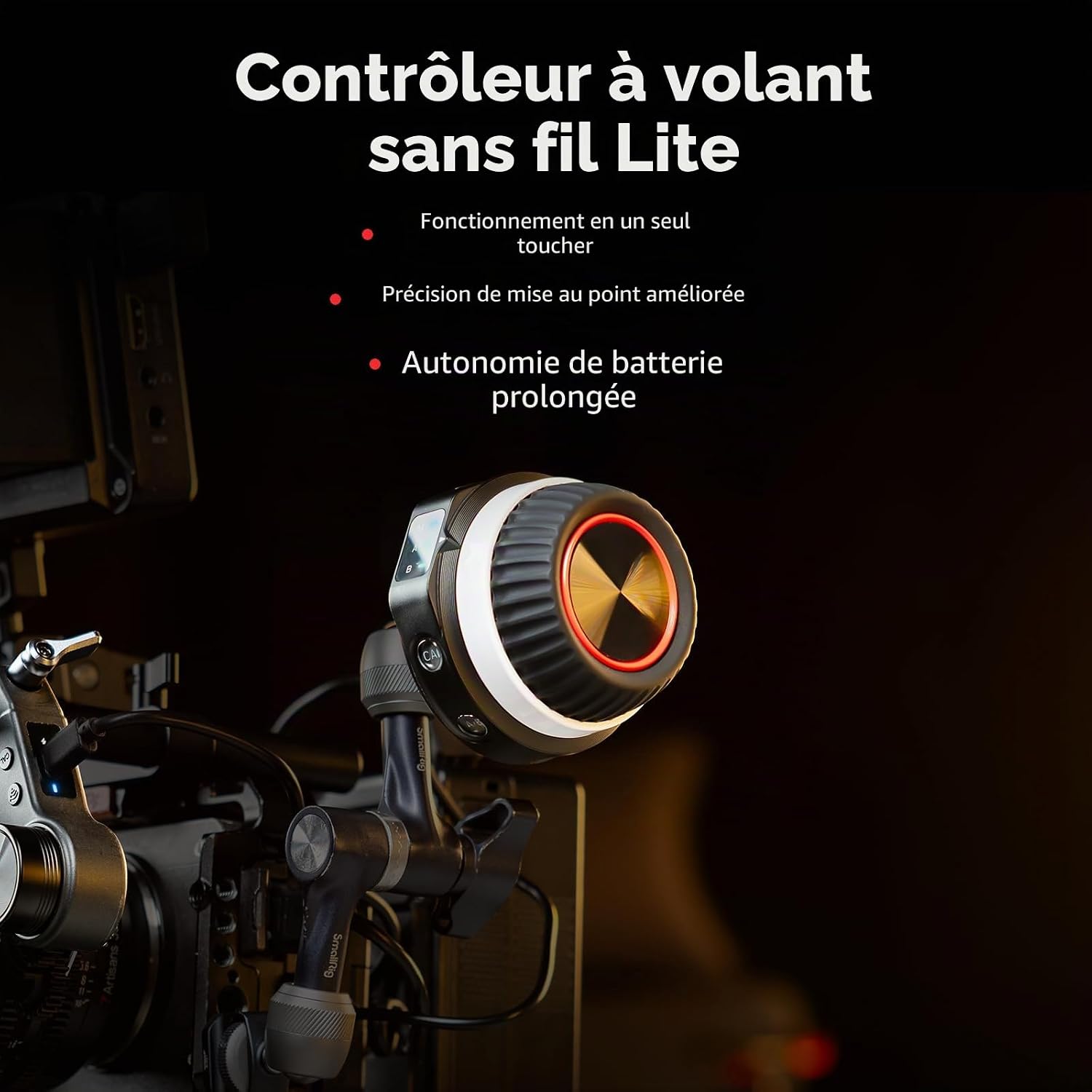Detalle 2 de SMALLRIG Contrôleur de Volant Sans Fil (Lite) pour Follow Focus – AB sur Une Touche, 21 h d’autonomie