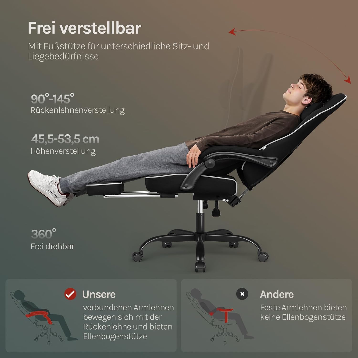 Thumbnail 6 de WOLTU Gaming Stuhl Stoff ergonomisch 150 kg