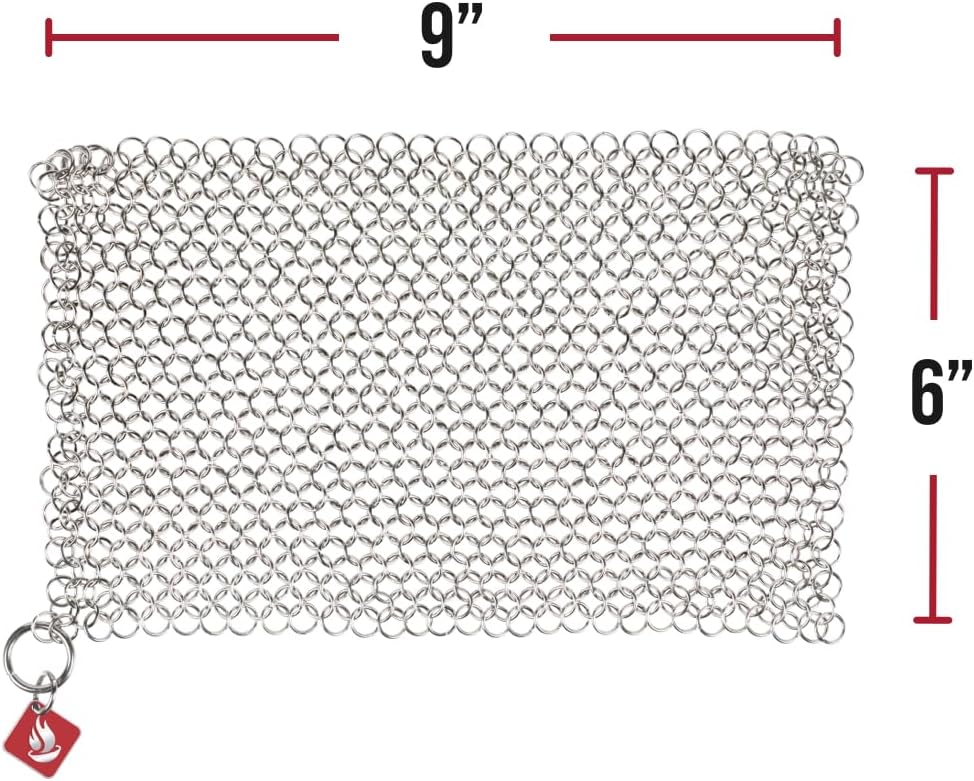 Detalle 2 de CM SCRUBBER 9" x 6" Chainmail Cast Iron Scrubber, 316 Stainless Steel
