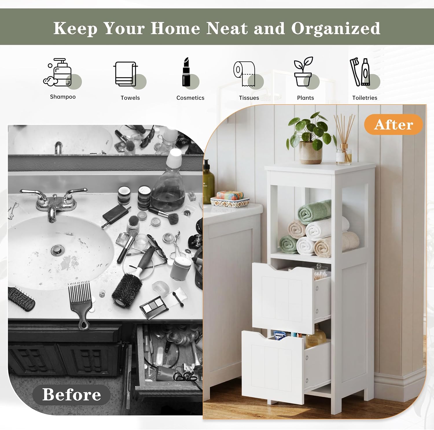 Detalle 2 de Shintenchi Bathroom Storage Cabinet