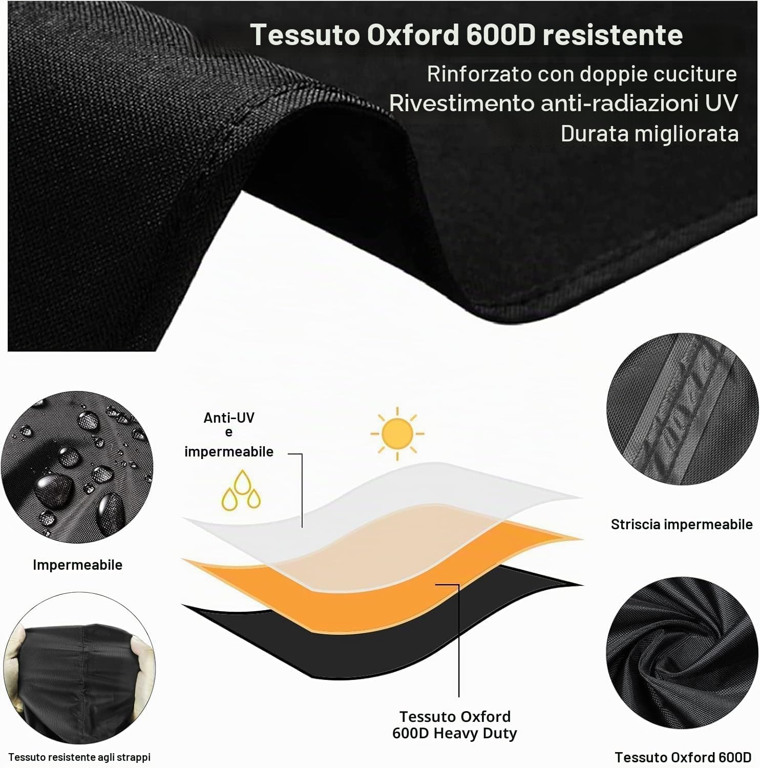 Thumbnail 6 de Copertura Barbecue da Esterno – Copertura BBQ impermeabile in Oxford 600D, compatibile con Weber Genesis serie 300, Dyna-Glo a 3 bruciatori e Nexgrill a 4 bruciatori