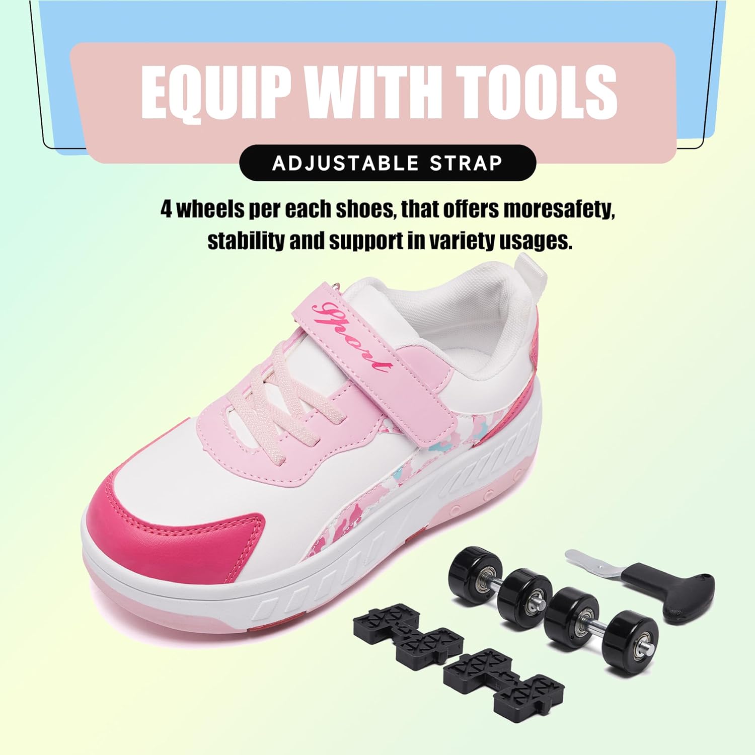 Thumbnail 4 de YINGCSM Rollschuhe 2-in-1 mit Rollen für Kinder (Sneaker-Design)