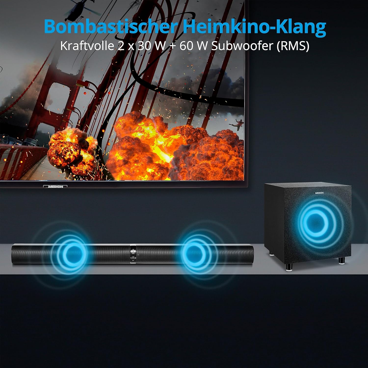 Thumbnail 1 de MEDION P64150 Soundbar 2.1 mit 120 W 🔊