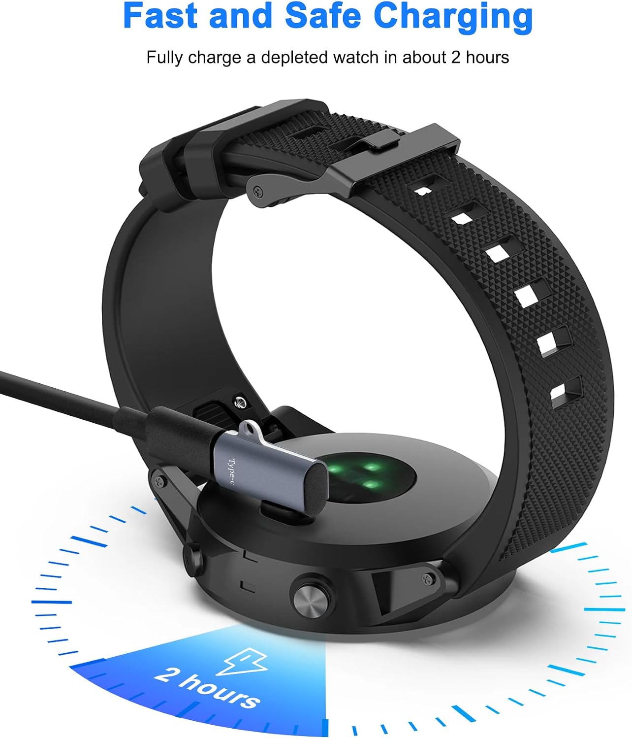 Detalle de Watch Charging Adapter by AIYEEN: USB-C Female to Male Right-Angle Charger for Garmin Watches