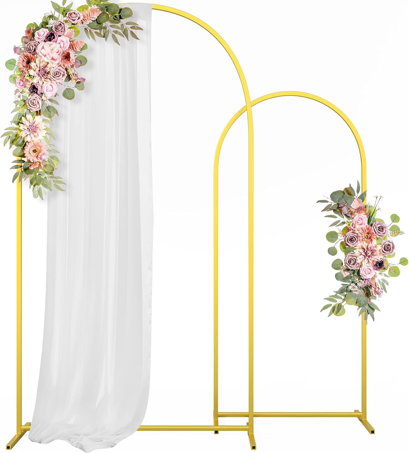 Detalle de CludPark 2-Piece Gold Metal Arch Backdrop Stand — 7.2FT and 6FT Wedding Frame Set