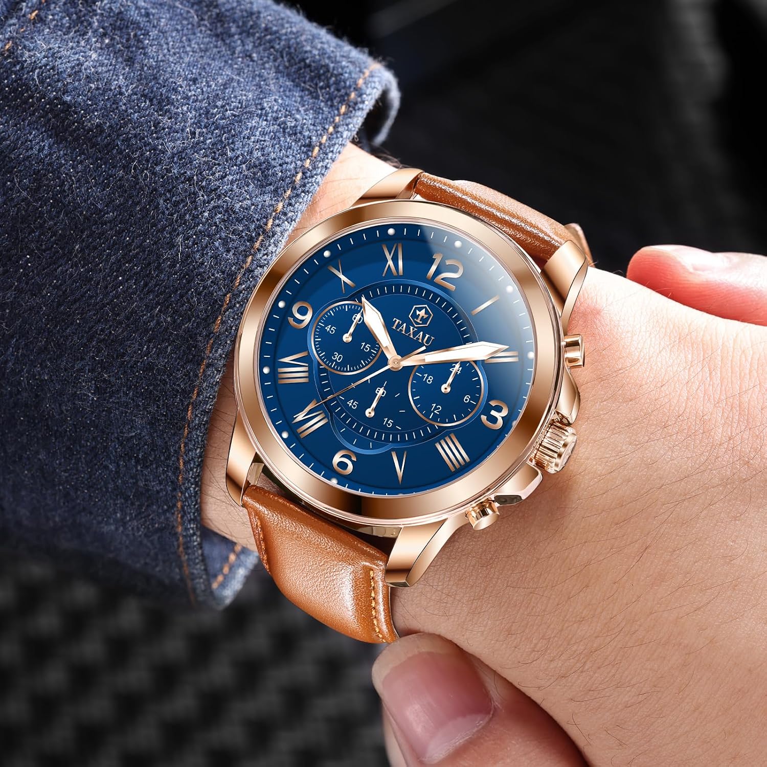 Detalle 2 de Taxau Herren-Armbanduhr mit Lederband