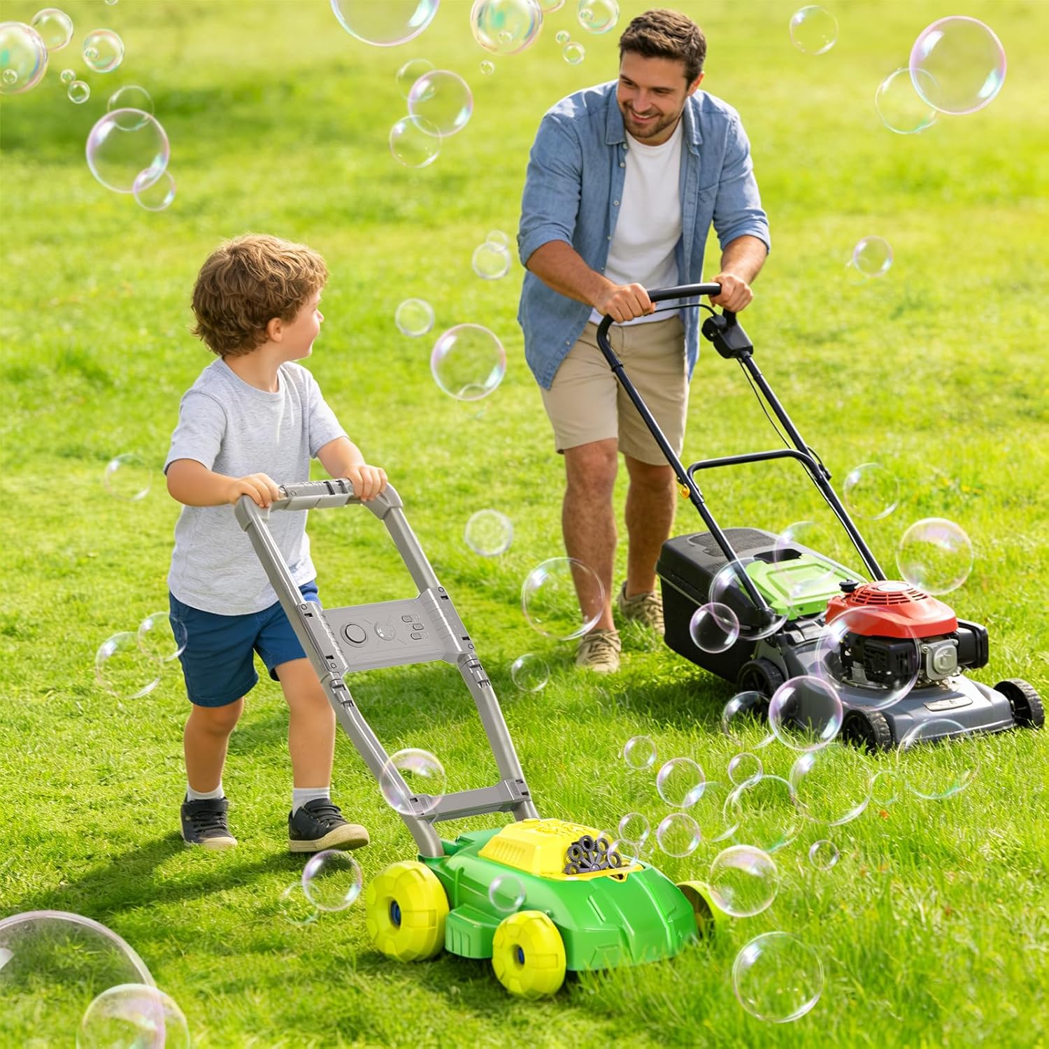 Thumbnail 3 de WOANZZ Bubble Lawn Mower for Toddlers (1-3) – Auto Bubble Blower with Music, 30-Piece Gift Set