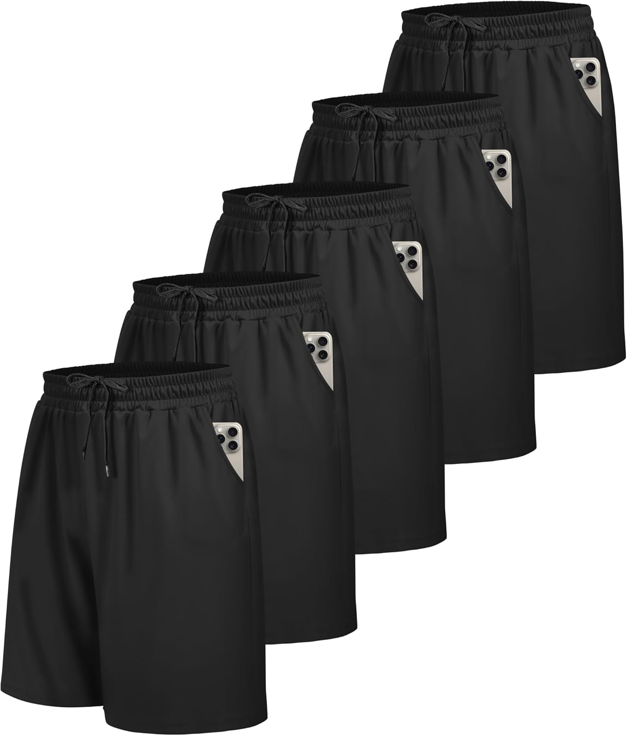 Thumbnail 6 de BOOJO 5 Pack Gym Shorts for Men with Pockets – Breathable, Moisture-Wicking Training Shorts (S–4XL)