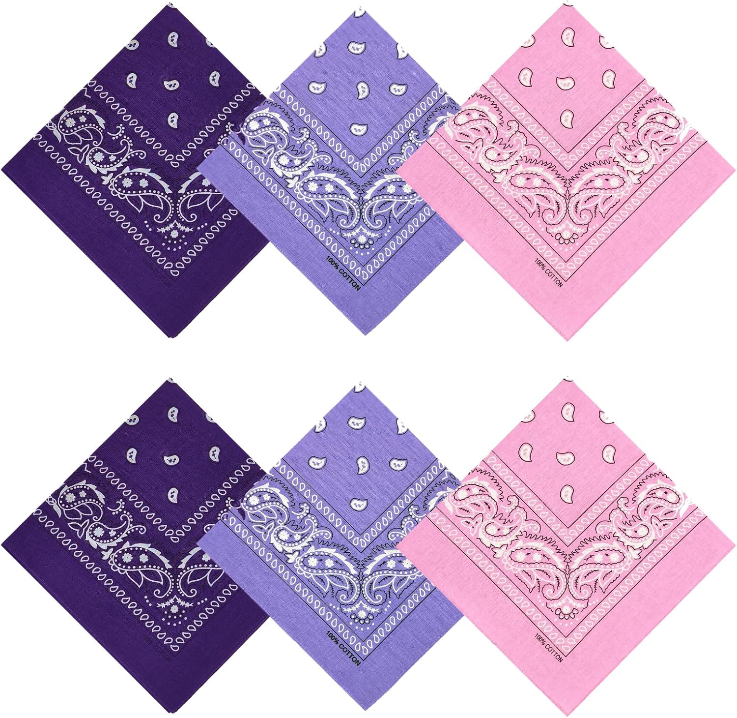 Detalle de APIGANIZ 100% Cotton Paisley Bandanas, 21 x 21 Inches, Set of 6