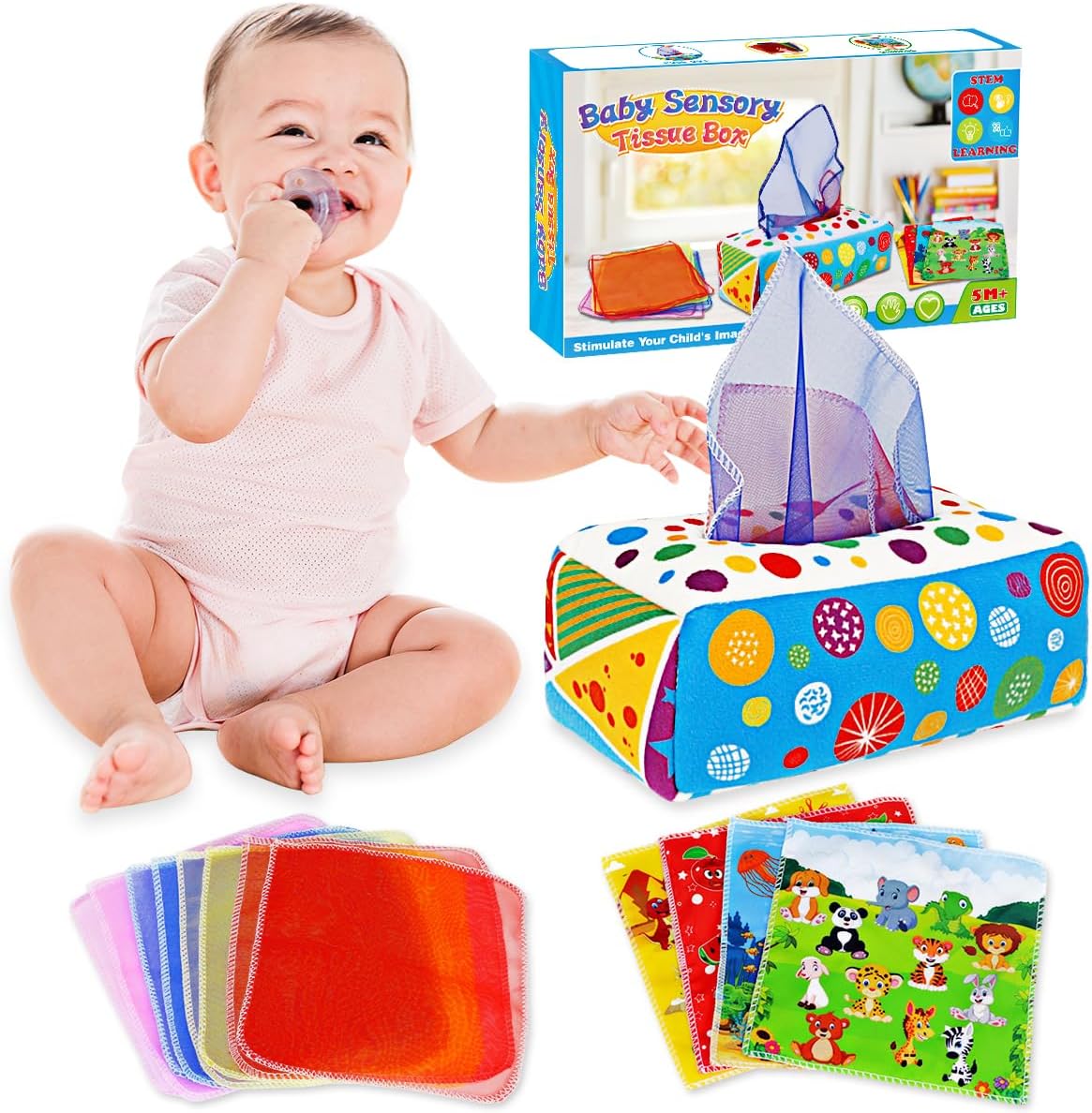 Detalle de Aiduy Baby Toys 6 to 12 Months Tissue Box Montessori Sensory Toy