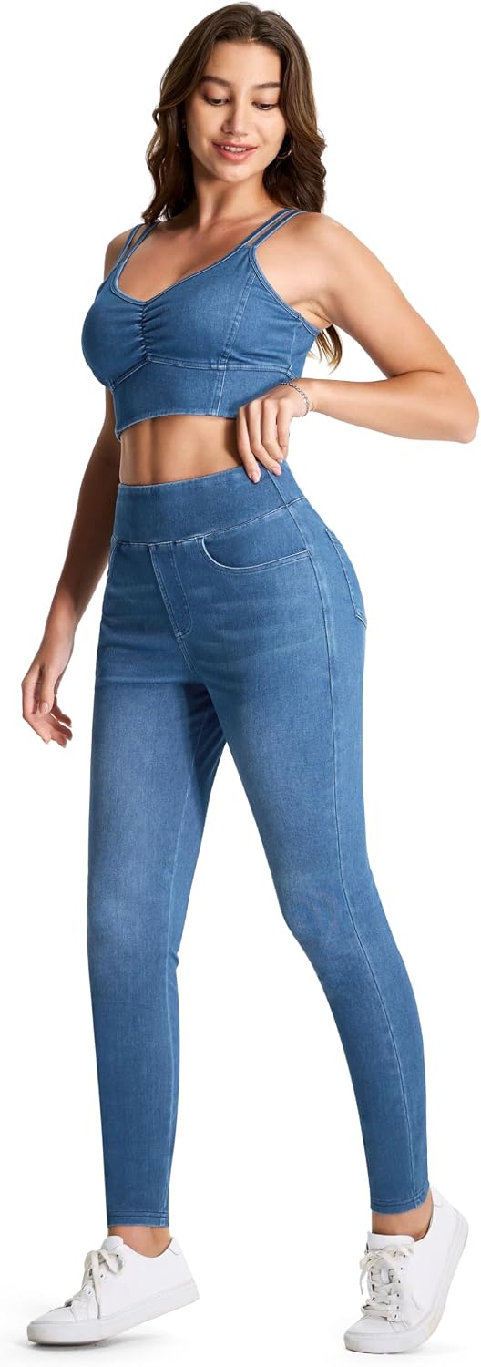 Detalle 1 de THE GYM PEOPLE Women's Scrunch Butt Jeggings, High-Waisted Stretch Denim