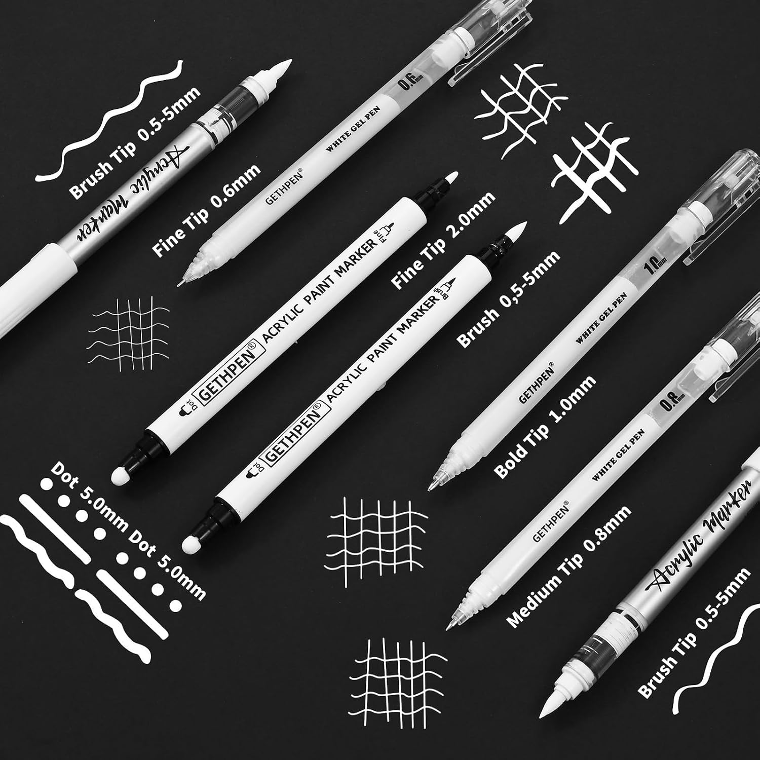 Thumbnail 1 de GETHPEN White Gel Pen Set, 7-Pack