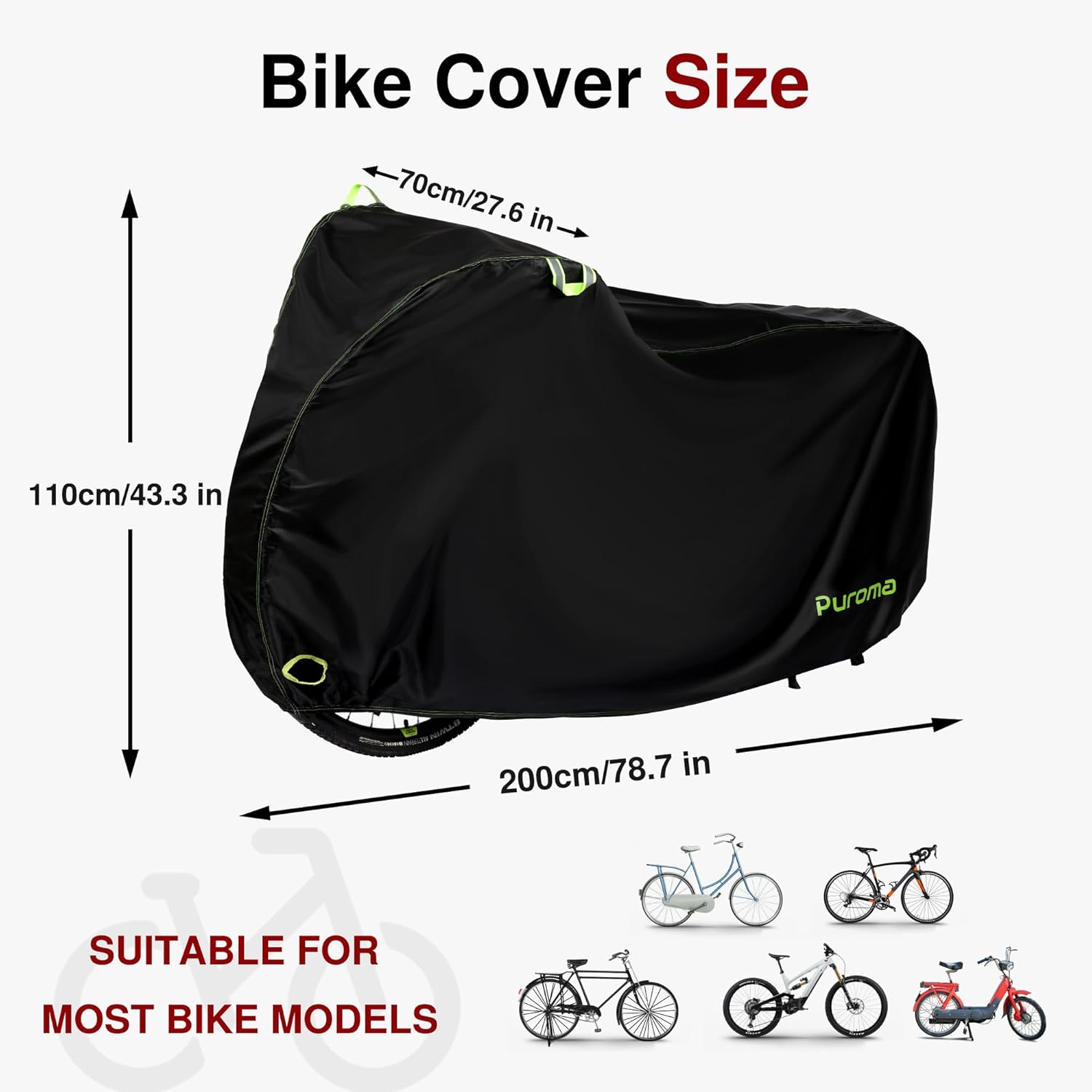 Thumbnail 5 de Puroma Bike Cover for 1/2/3 Bikes (210D Waterproof) with Lock Hole, UV & Wind Protection