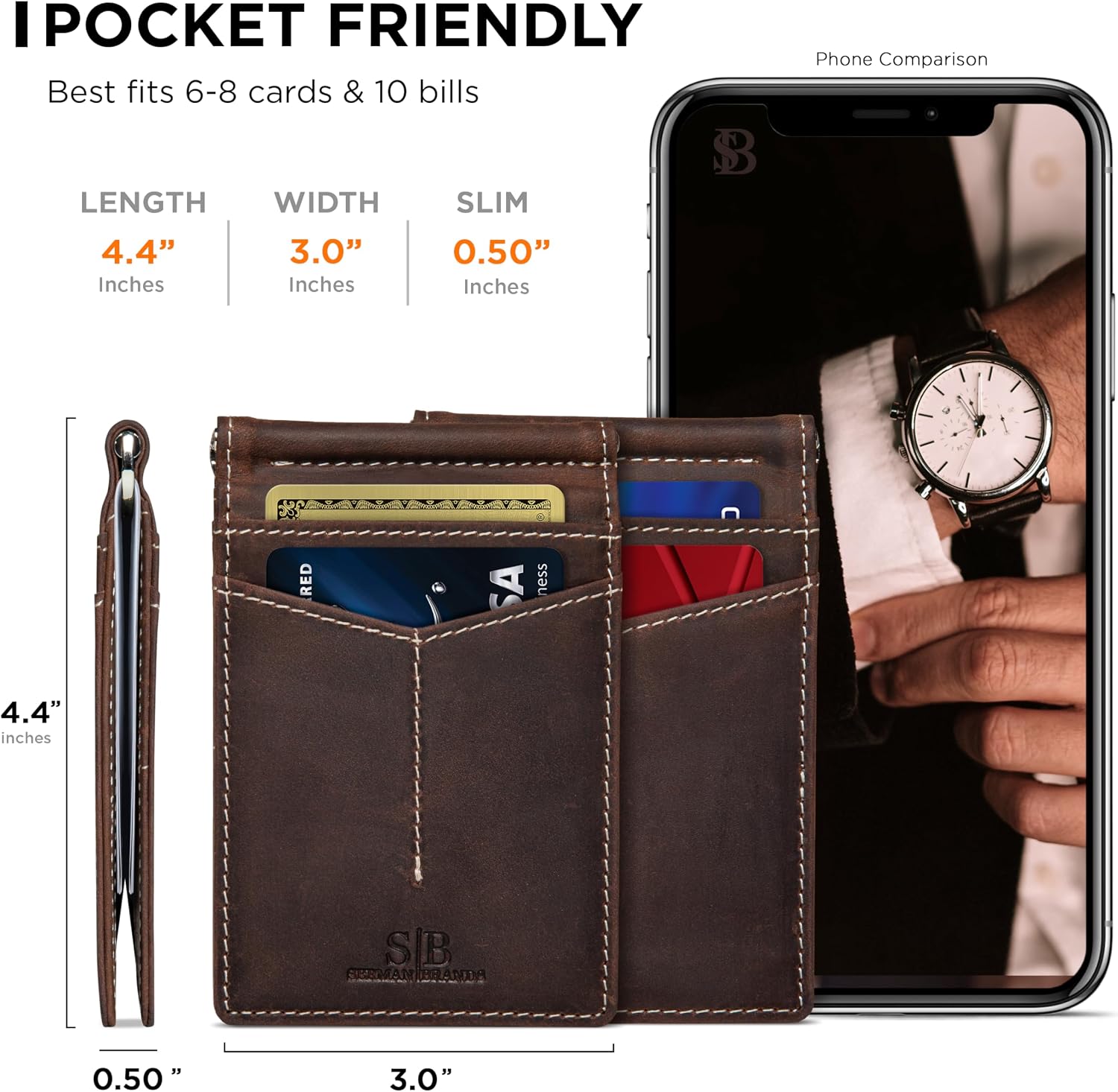 Detalle 2 de SERMAN BRANDS Bifold Wallet in Full-Grain Leather