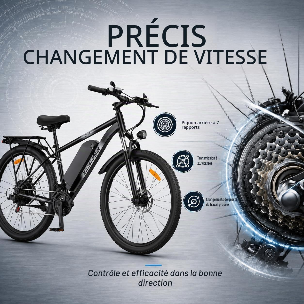 Detalle 1 de TIGUOWISH C29pro elektrische fiets met 29-inchwielen en 21 versnellingen
