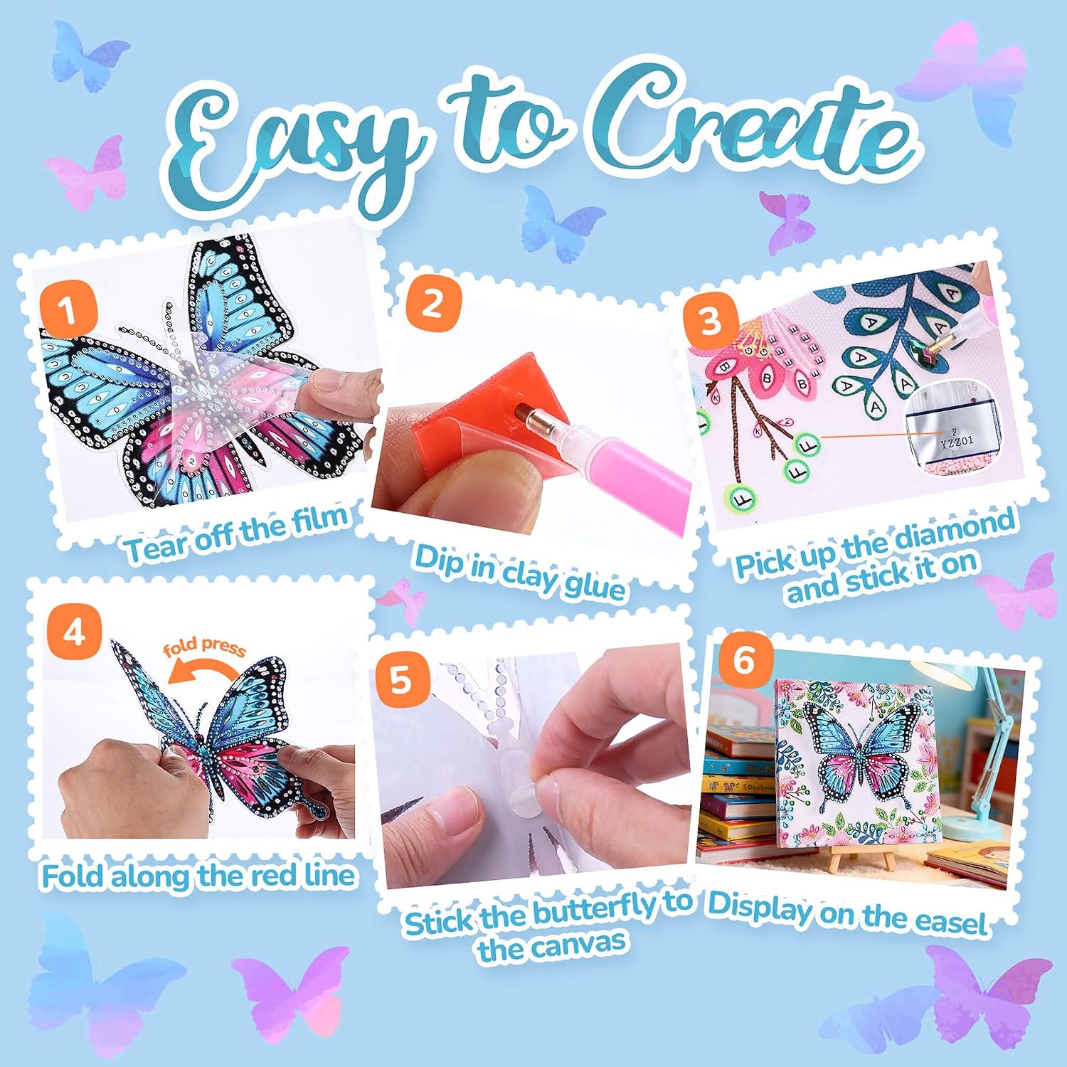 Detalle 2 de Cymbana 3D Butterfly Diamond Art Kit