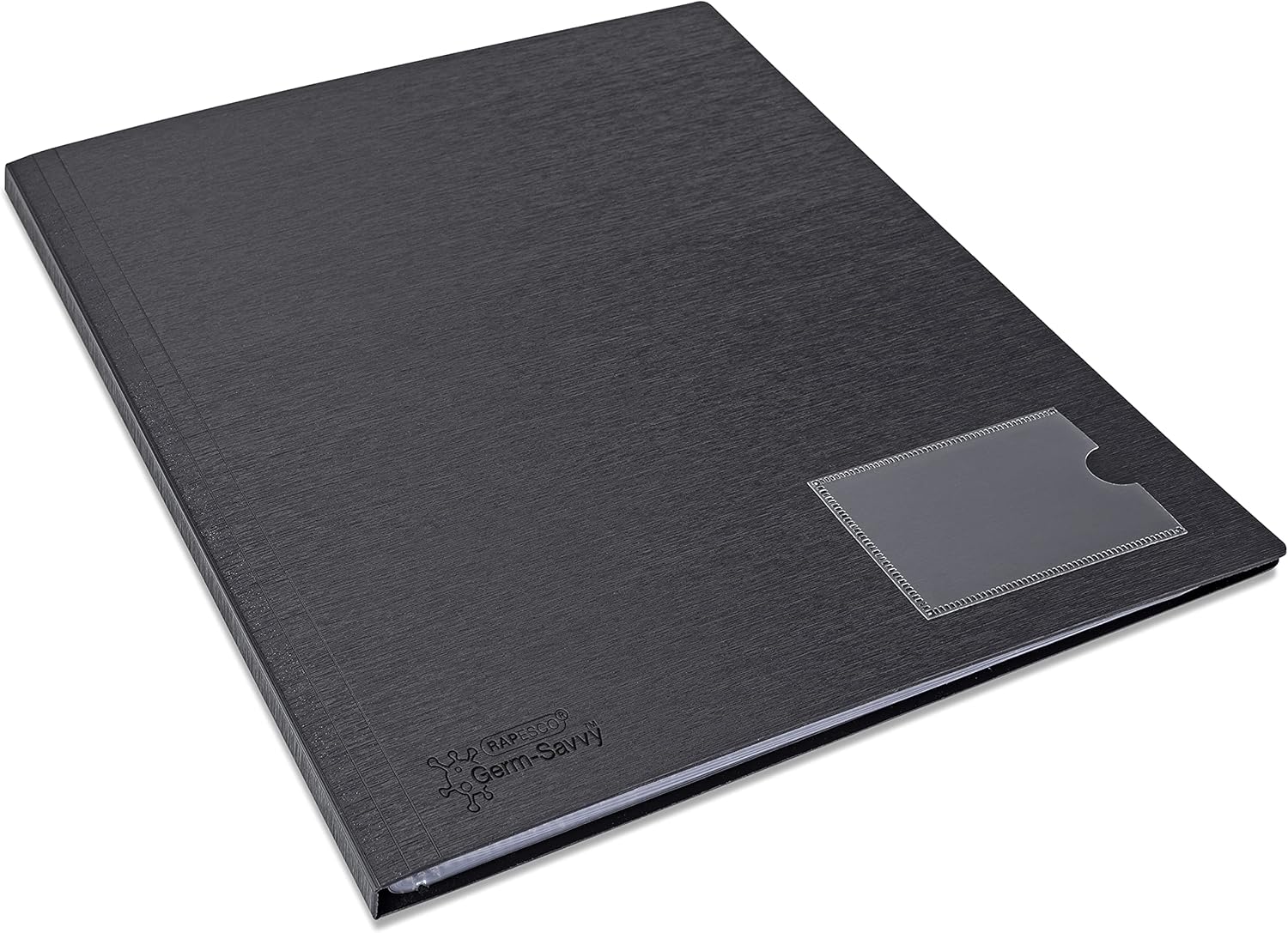 Rapesco 1648 Germ-Savvy Antibacterial Hardcover A4 12-Pocket Presentation Folder (Black)