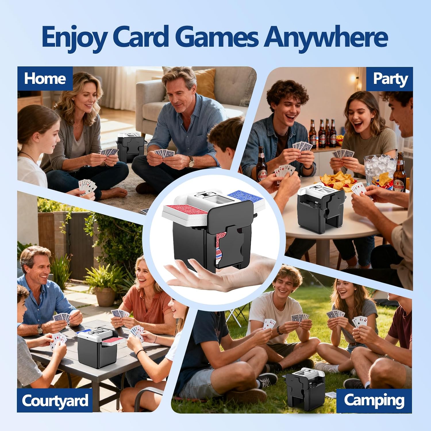 Detalle de UBeesize Automatic Card Shuffler: Rechargeable 1-4 Deck Shuffling Machine