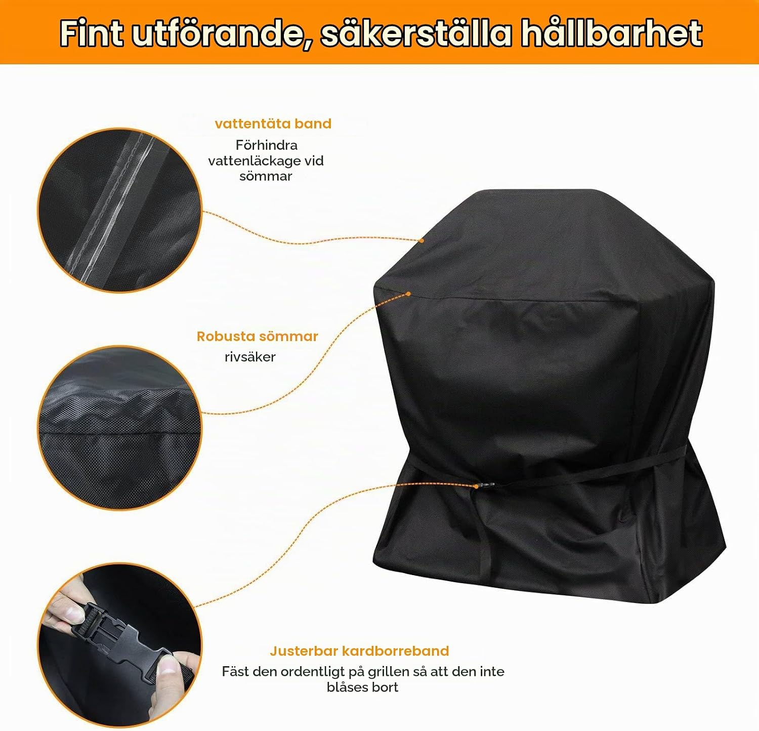 Detalle 1 de Raweao 372 grillskydd i Oxford 600D med dragsko, 82 x 67 x 110 cm