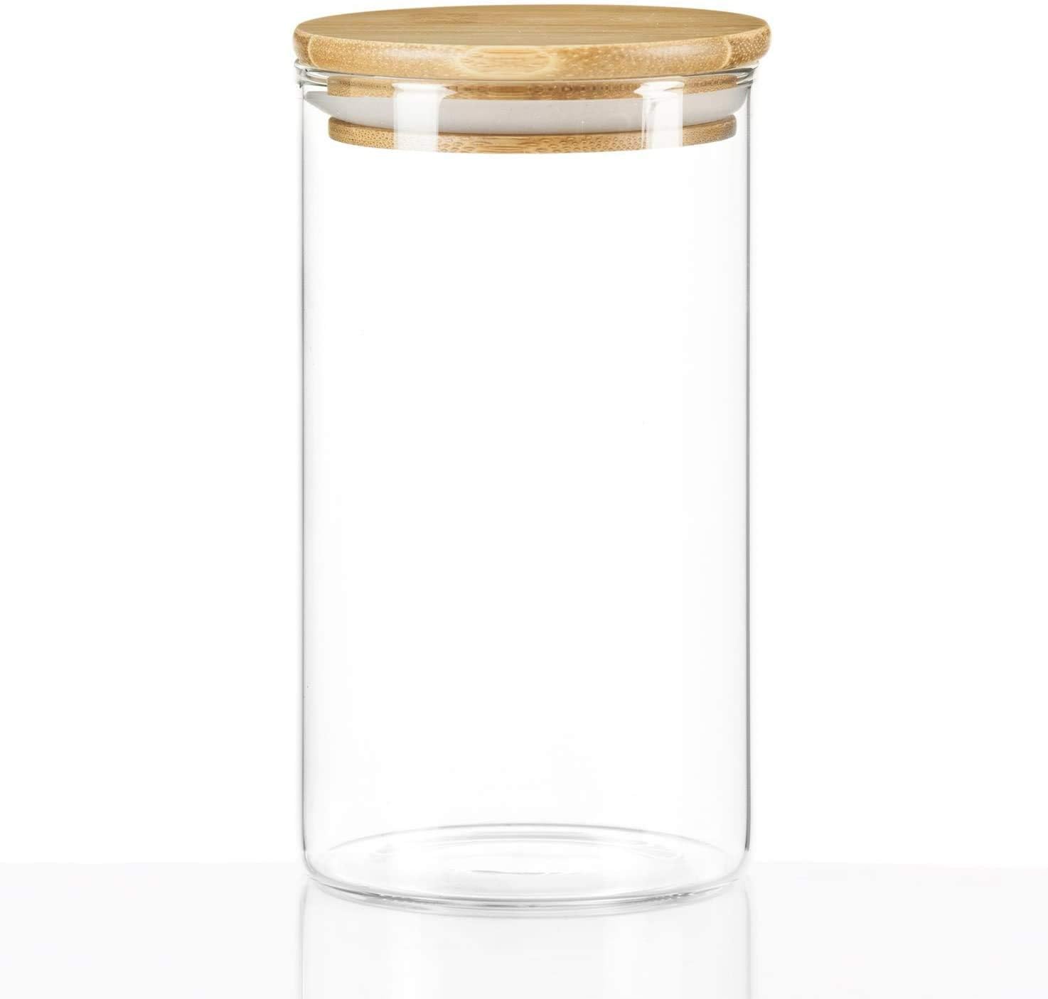 Detalle 2 de Dimono förvaringsburkar i borosilikatglas med bambulock, 0,5, 0,70 och 1,0 L