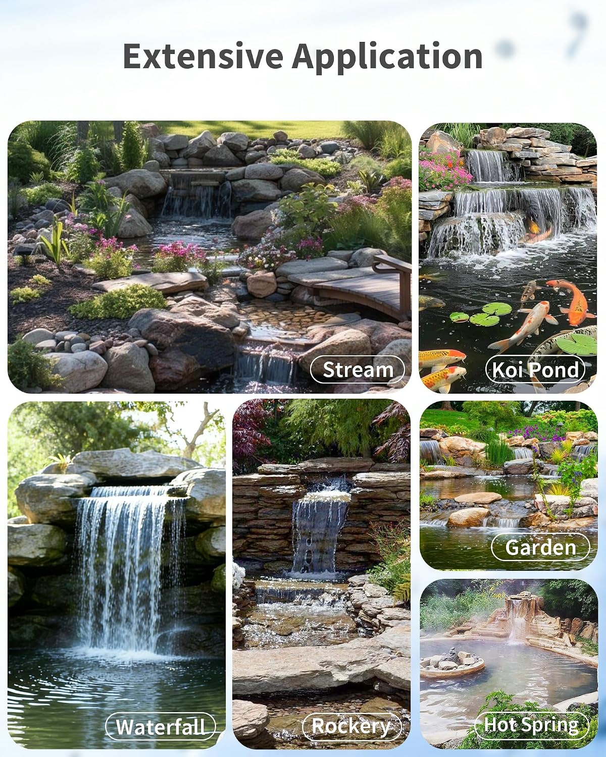 Thumbnail 6 de POPOSOAP Pond Waterfall Kit: All-in-One 58 cm Spillway with 6000 L/H Submersible Pump