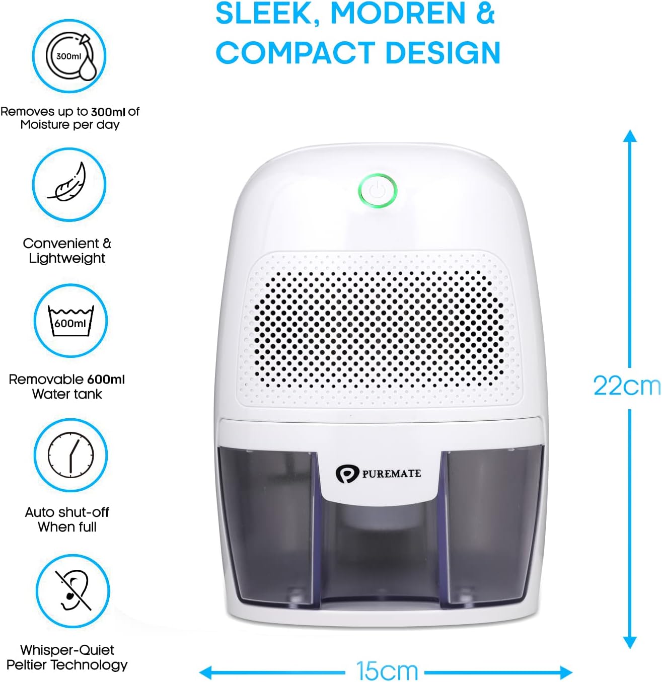 Thumbnail 1 de PureMate Dehumidifier 600 ml compact portable dehumidifier 🏠