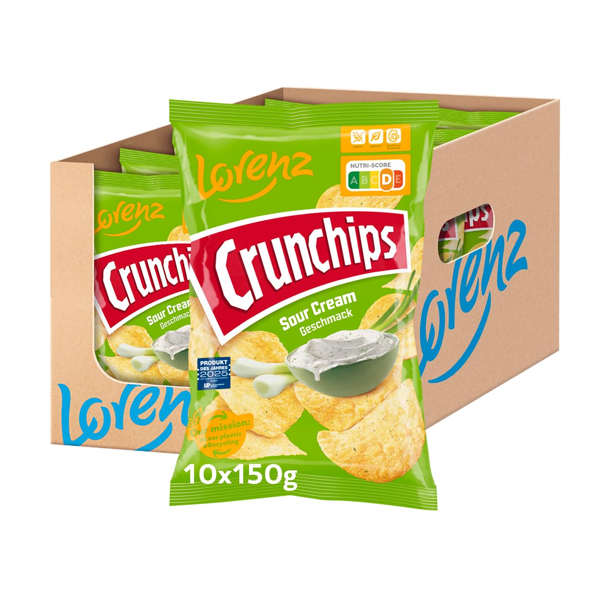 LORENZ Crunchips Sour Cream – 10 x 150 g vegetarisch
