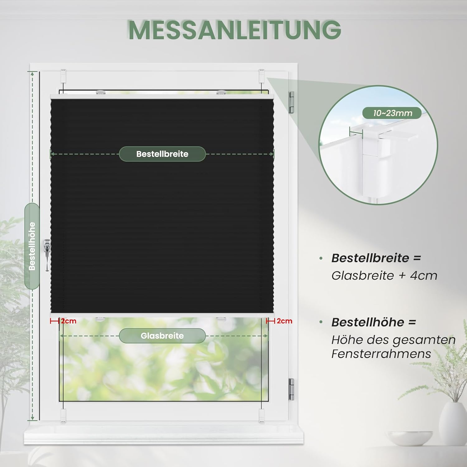 Thumbnail 5 de Zarnan Plissee ohne Bohren Blickdicht UV-Schutz & Lichtfilterung 80x200 cm (Klemmfix, Easyfix)