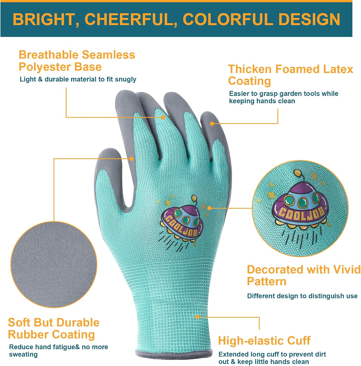 Detalle 2 de COOLJOB Kids Gardening Gloves Slim Fit 3 Pairs S