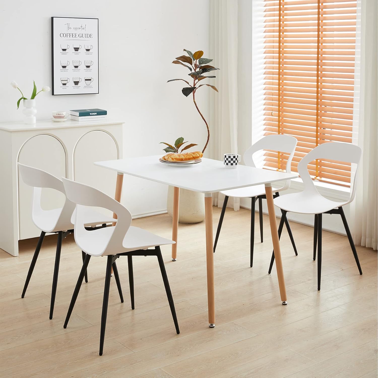 Thumbnail 1 de BenyLed LK-PPY eetkamerstoelen, set van 4 met witte polypropyleenzittingen
