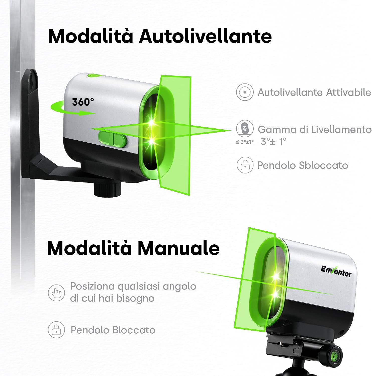 Detalle de Enventor Livella Laser 50M, linea verde