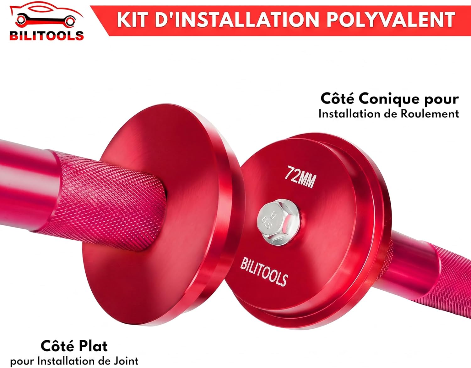 Detalle de BILITOOLS Kit Presse à Roulement, 10 Pièces – Douilles et Joint SPI, Montage Moyeu Voiture
