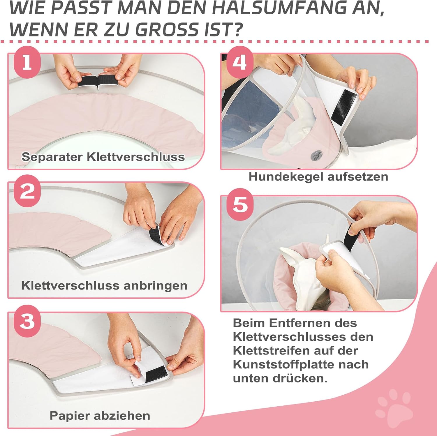 Thumbnail 6 de Supet Halskrause für Hunde (weiches Polster) – klare Elizabeth-Recovery-Kragene, Alternative für große, mittlere und kleine Hunde, Hellrosa (XL)