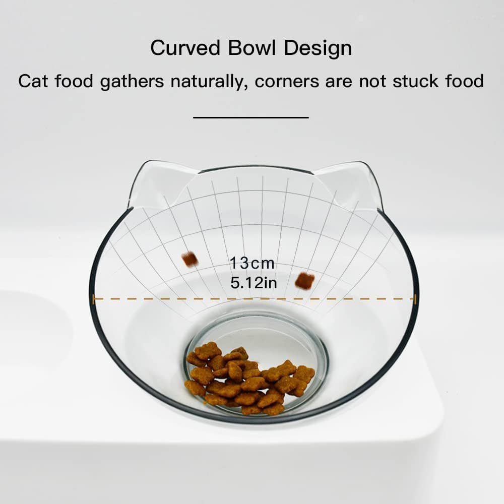 Thumbnail 2 de Marchul Cat Bowls with Mat: Tilted Double Feeding Bowl with Gravity Water Dish for Cats and Small Dogs