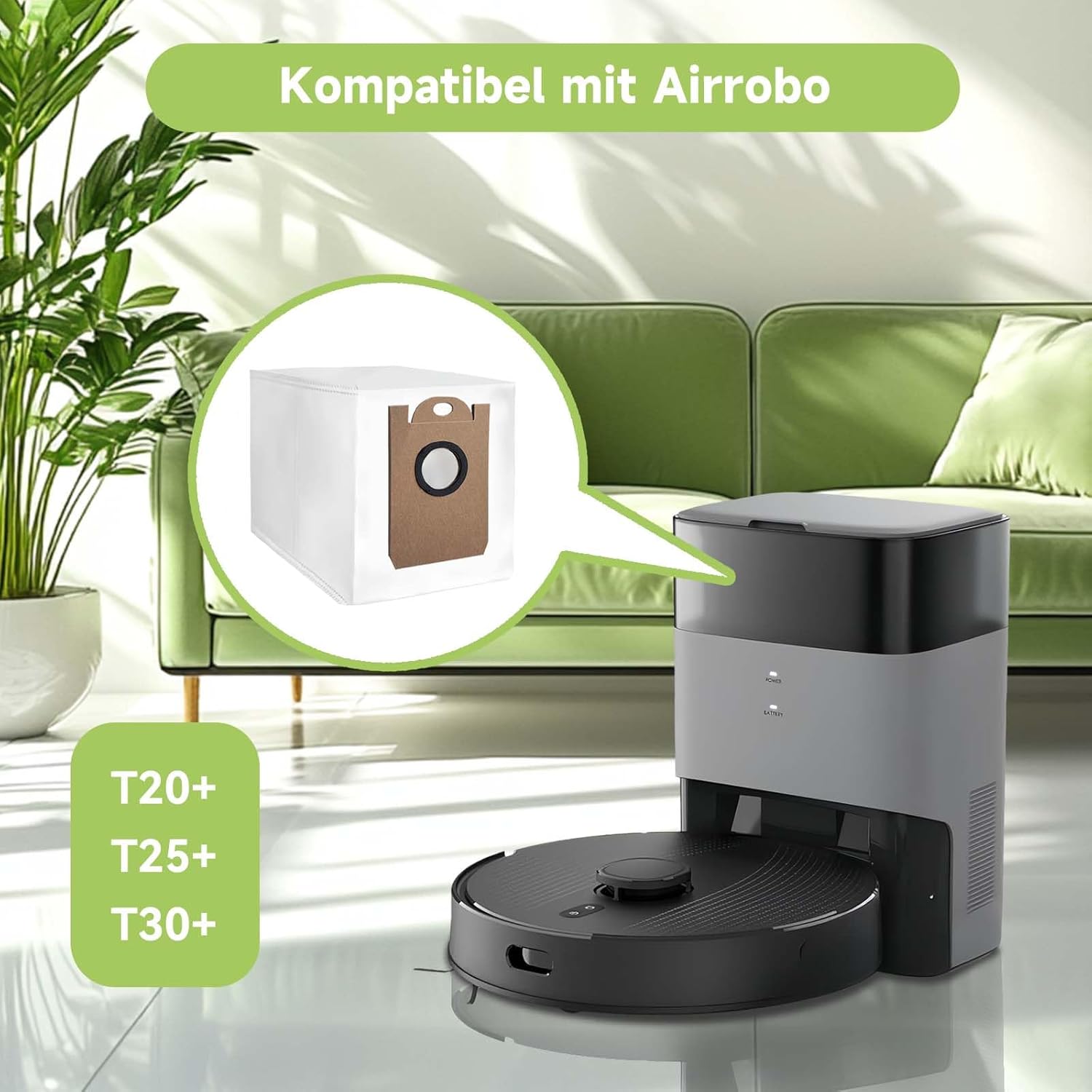 Thumbnail 2 de WAIKAS 20 Stück Staubbeutel für Airrobo T20+/T25+/T30+/GT21 und T20FIXR – Große Kapazität