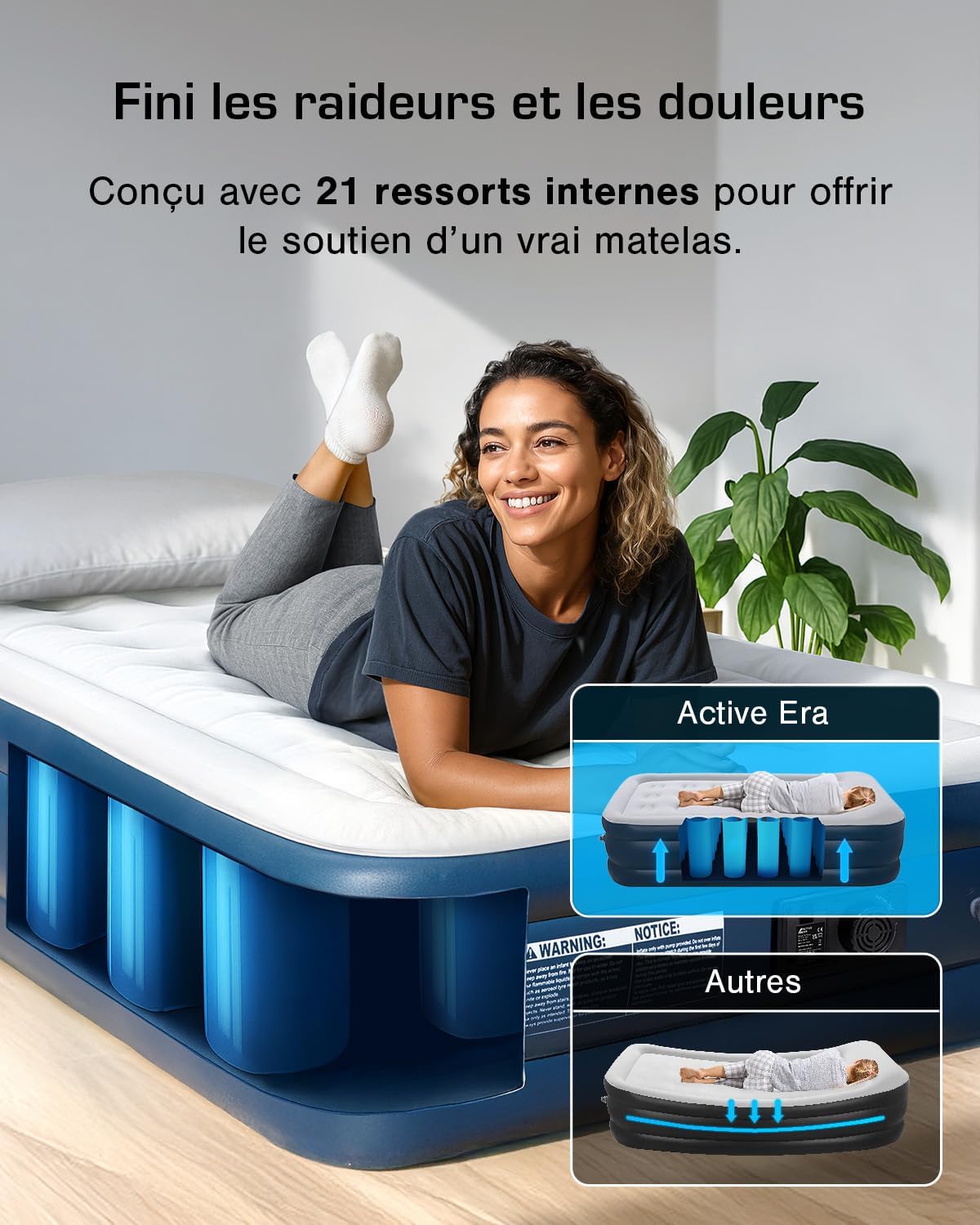 Thumbnail 6 de Active Era Matelas gonflable 1 place 99×188×36,5 cm – Confort Max avec pompe électrique intégrée