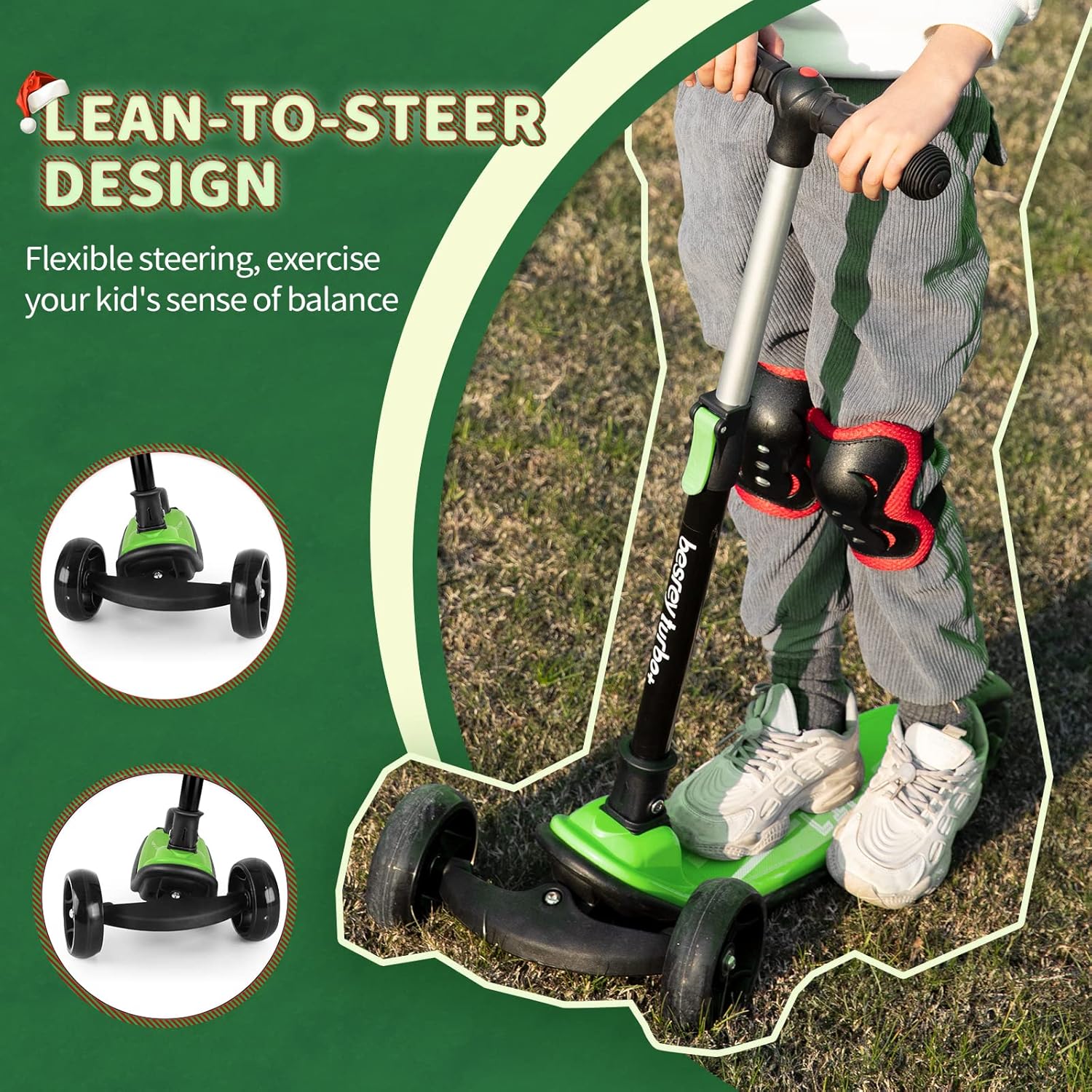 Thumbnail 3 de besrey Kinder-Scooter mit Big Wheels, faltbar & höhenverstellbar (LED-Räder) für 3–8 Jahre