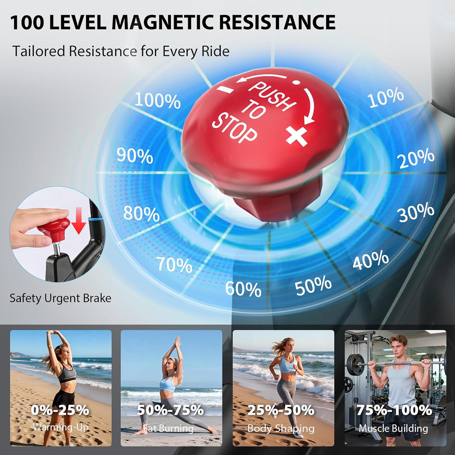 Detalle de Wenoker Exercise Bike (APP Compatible) — indoor cycling spin bike with LCD, Bluetooth and tablet holder