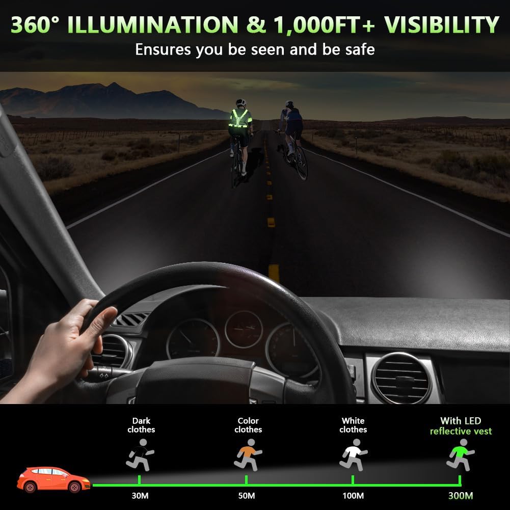 Thumbnail 5 de Adiwo LED Gilet Catarifrangente Running: Gilet Luminoso USB-C per Corsa, Trekking e Ciclo