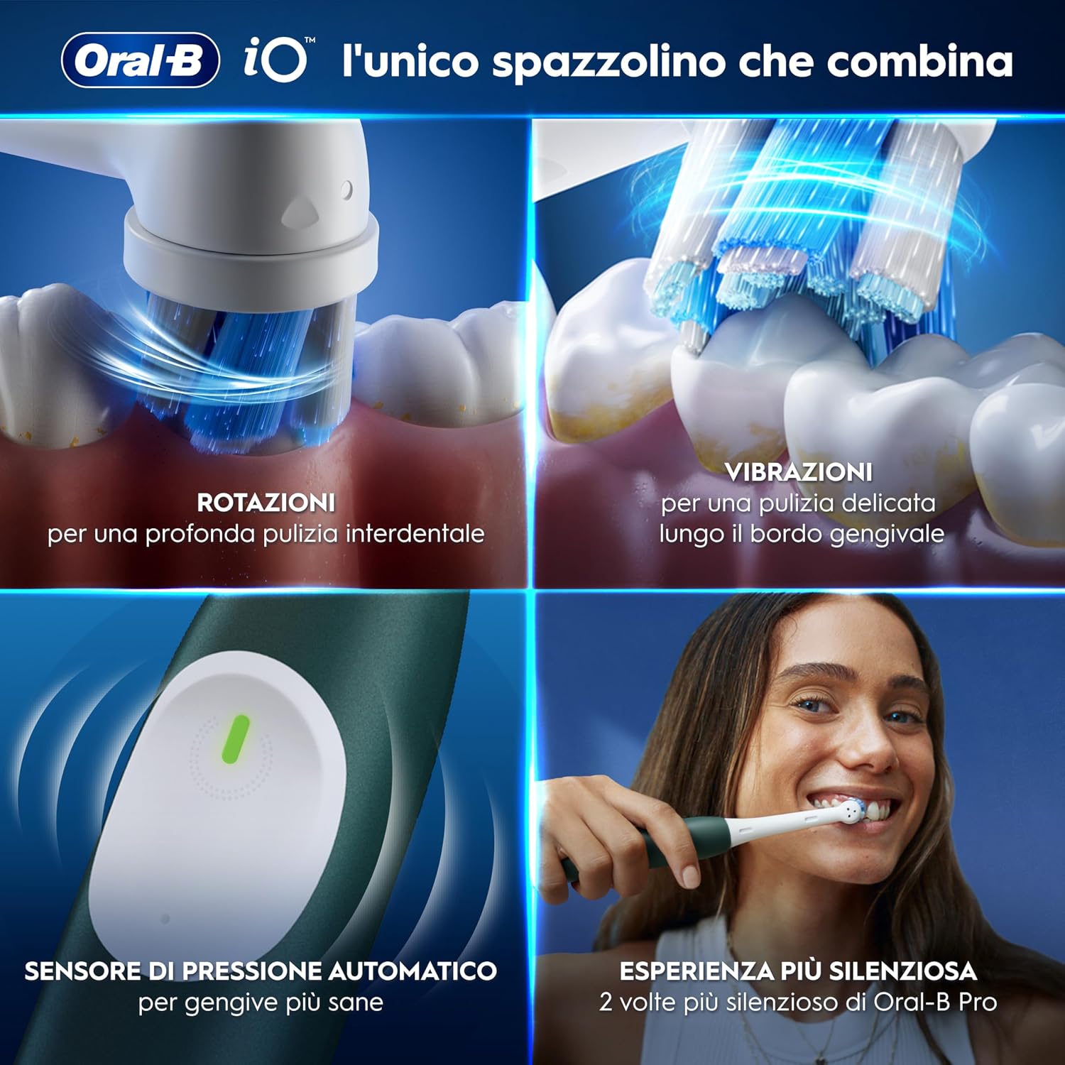 Detalle de Oral-B iO 2 Spazzolino Elettrico Ricaricabile – Verde con 1 Testina di Ricambio e Custodia da Viaggio
