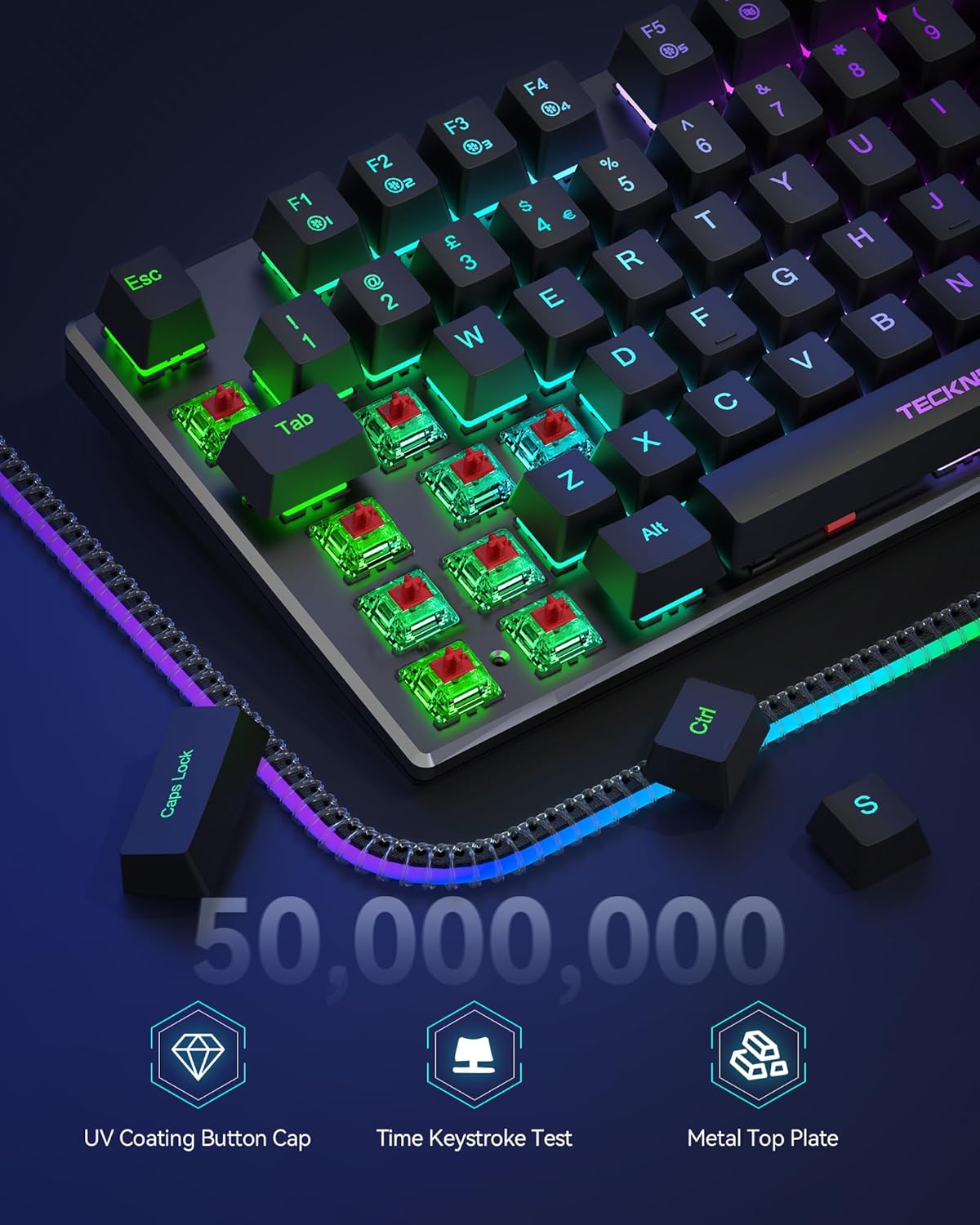 Thumbnail 3 de TECKNET Mechanical Gaming Keyboard 109 keys ⌨